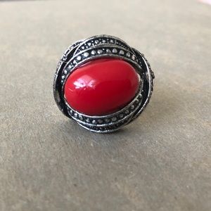 Red stone boho ring